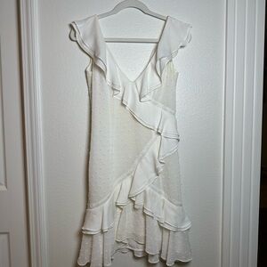 Bardot White Asymmetrical Ruffled Sundress